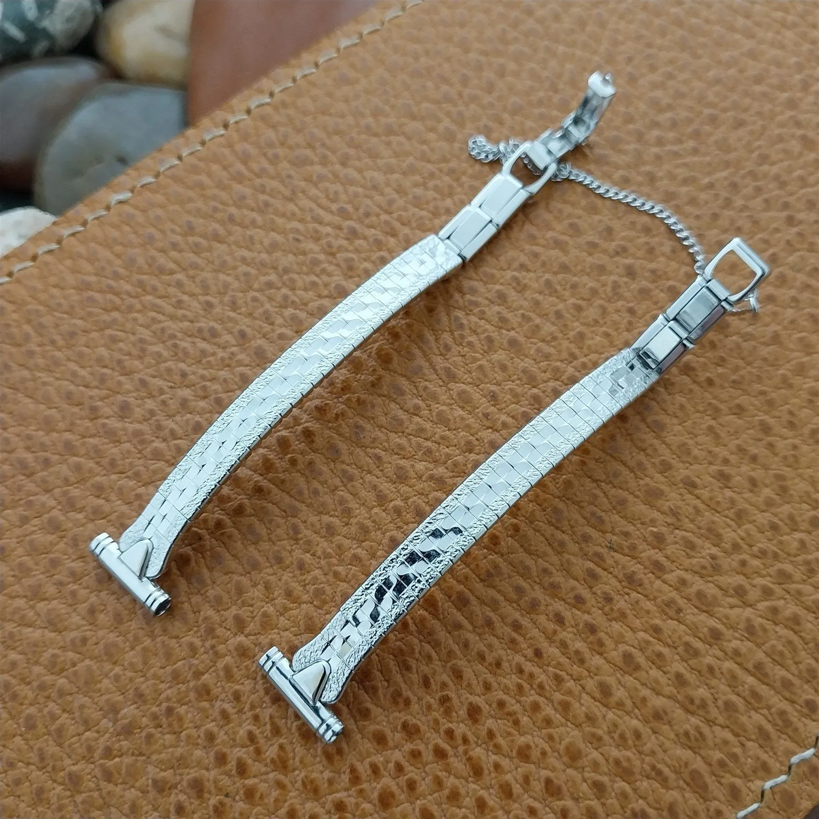 11mm 10mm Bulova White Rhodium Plate nos Unused Ladies 1970s Vintage Watch Band