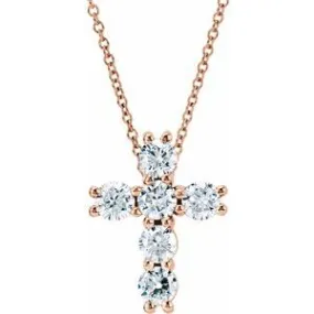 14K Rose 1/4 CTW Natural Diamond Cross 18" Necklace