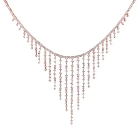14K Rose Gold Dripping Diamond Necklace