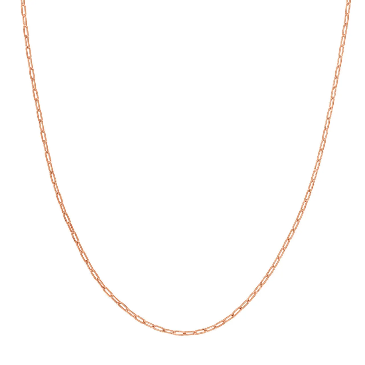 14K Solid Gold 2mm Paperclip Chain Necklace with Lobster Lock
