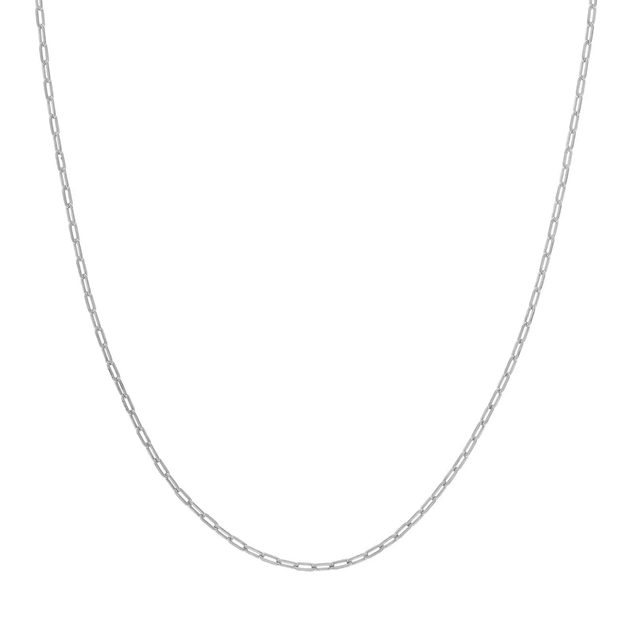 14K Solid Gold 2mm Paperclip Chain Necklace with Lobster Lock