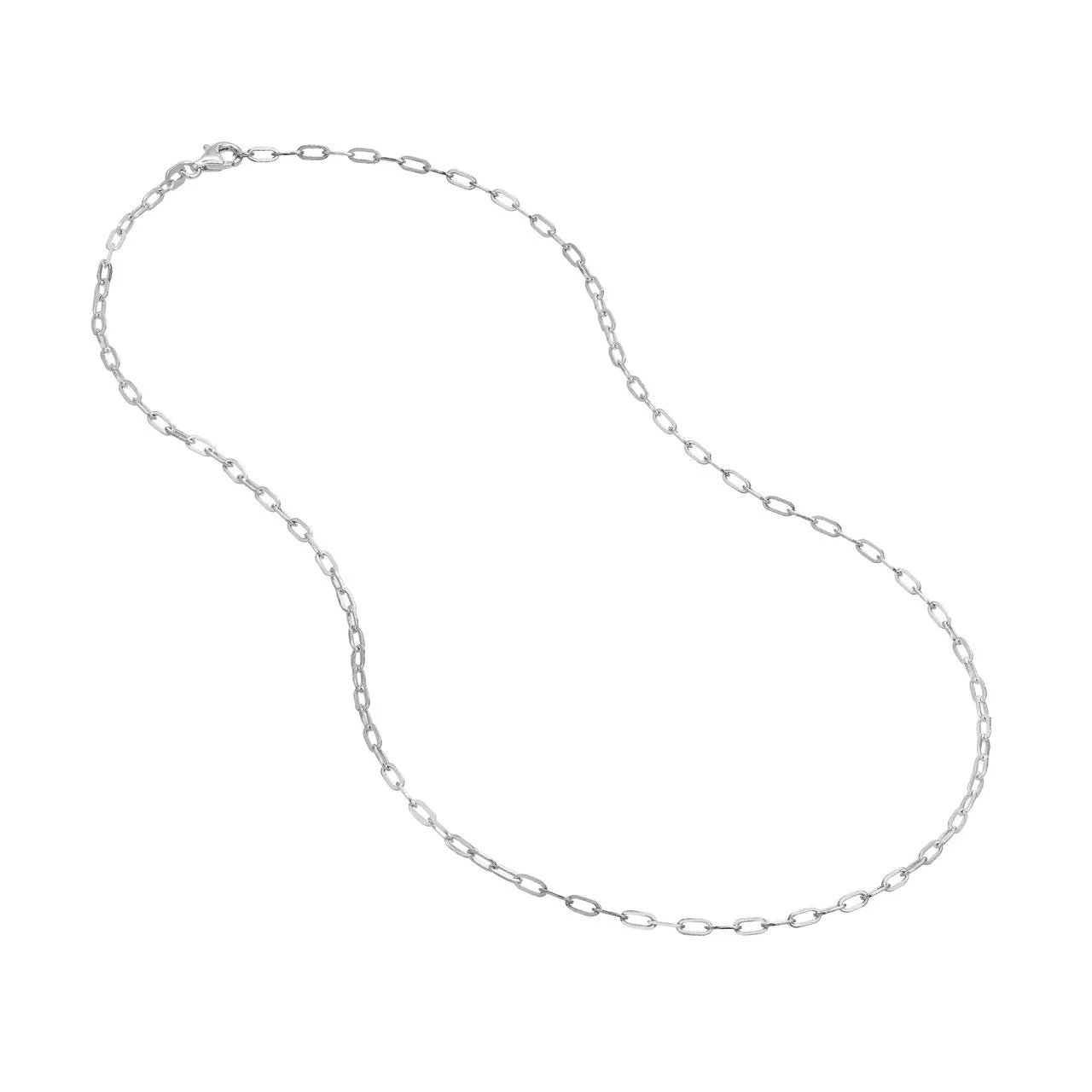 14K Solid Gold 2mm Paperclip Chain Necklace with Lobster Lock