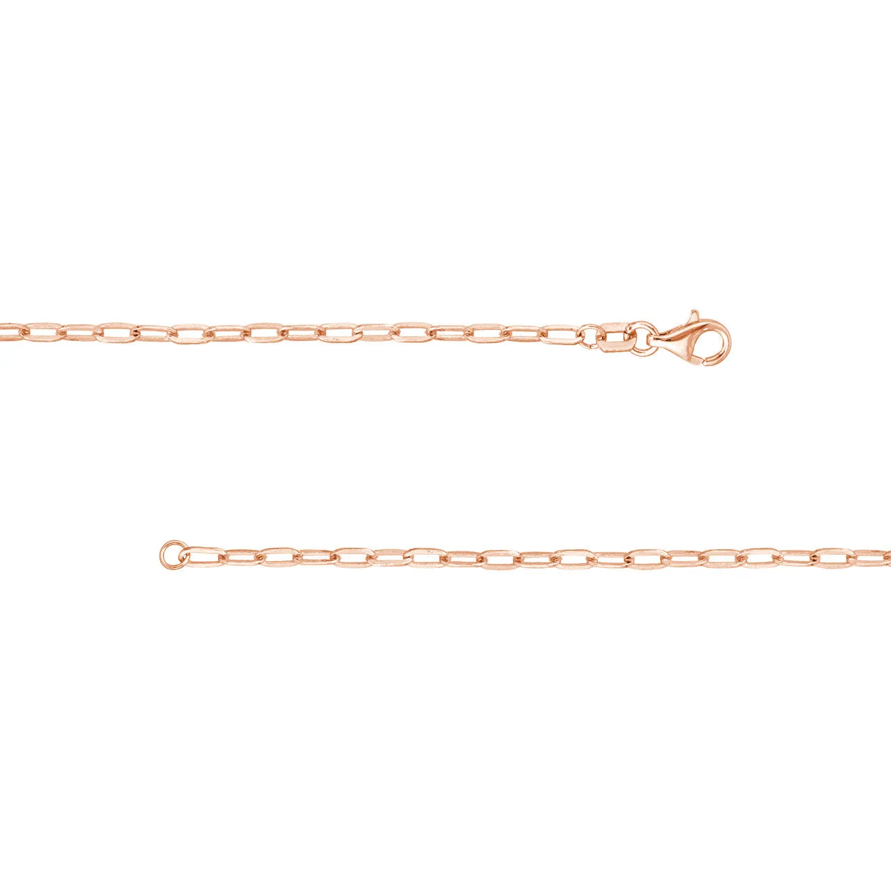 14K Solid Gold 2mm Paperclip Chain Necklace with Lobster Lock