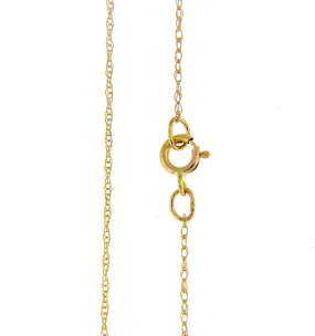 14k Yellow Gold 0.50mm Thin Cable Rope Necklace Pendant Chain