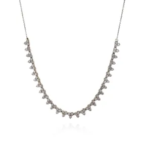 14k Yellow Gold Adjustable 16-18" Tri-Cluster Diamond Necklace