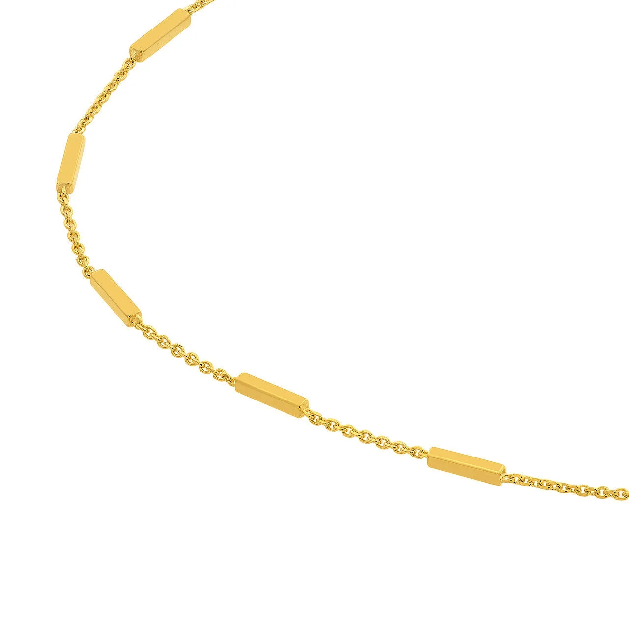14K Yellow Gold Bar Station Cable Chain with Lobster Lock