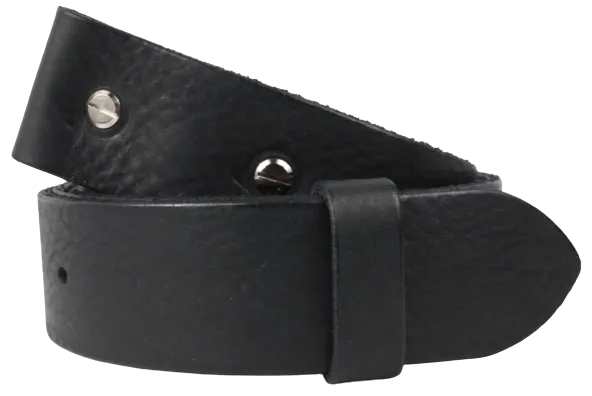 1.5 Inch (38mm) Wide Black Leather Belt Strap with Chicago Screws
