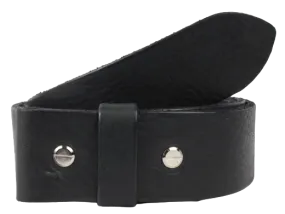 1.5 Inch (38mm) Wide Black Leather Belt Strap with Chicago Screws