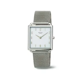 3305-04 - Ladies Titanium Square Dial Mesh Watch