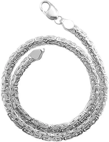 3.70 mm Byzantine Chain Made With Sterling Silver - Made For Men, Women, Children - Perfect For Pendants, Charms and Necklaces