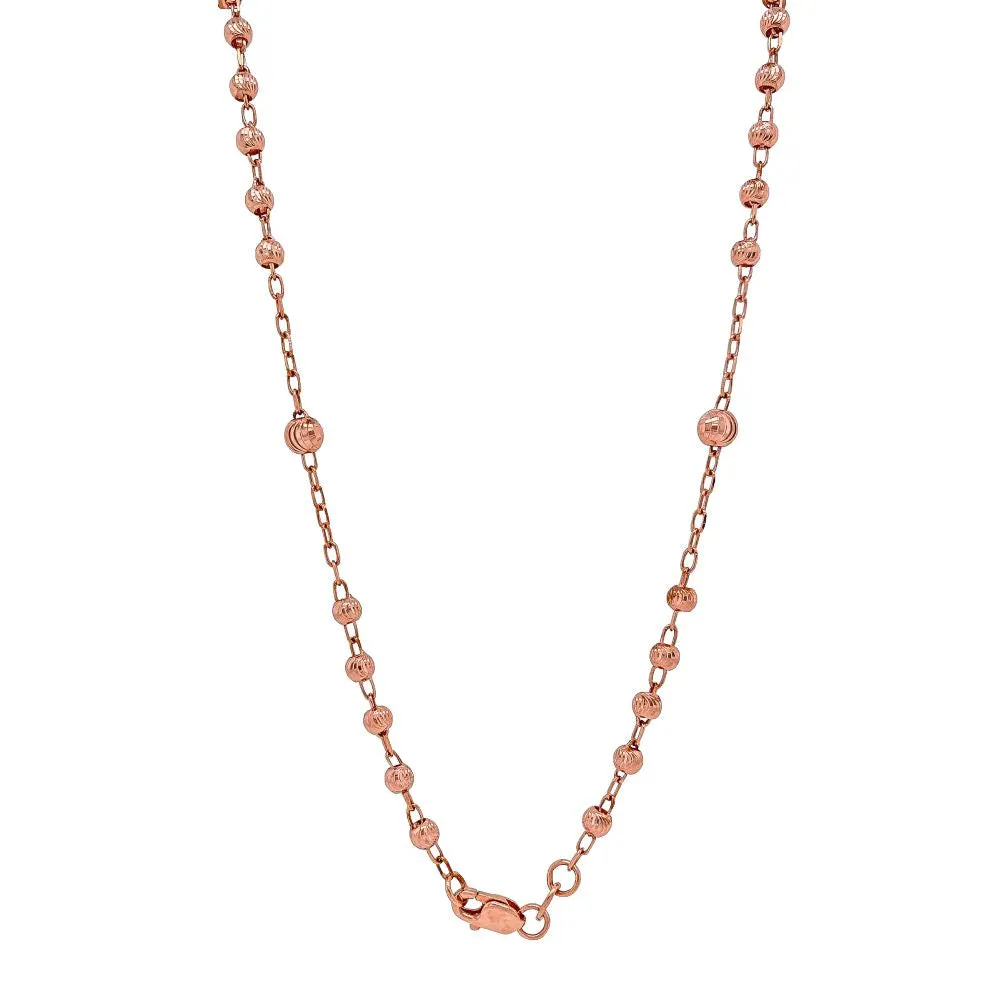 9ct Rose Gold CZ Rosary Bead Necklace