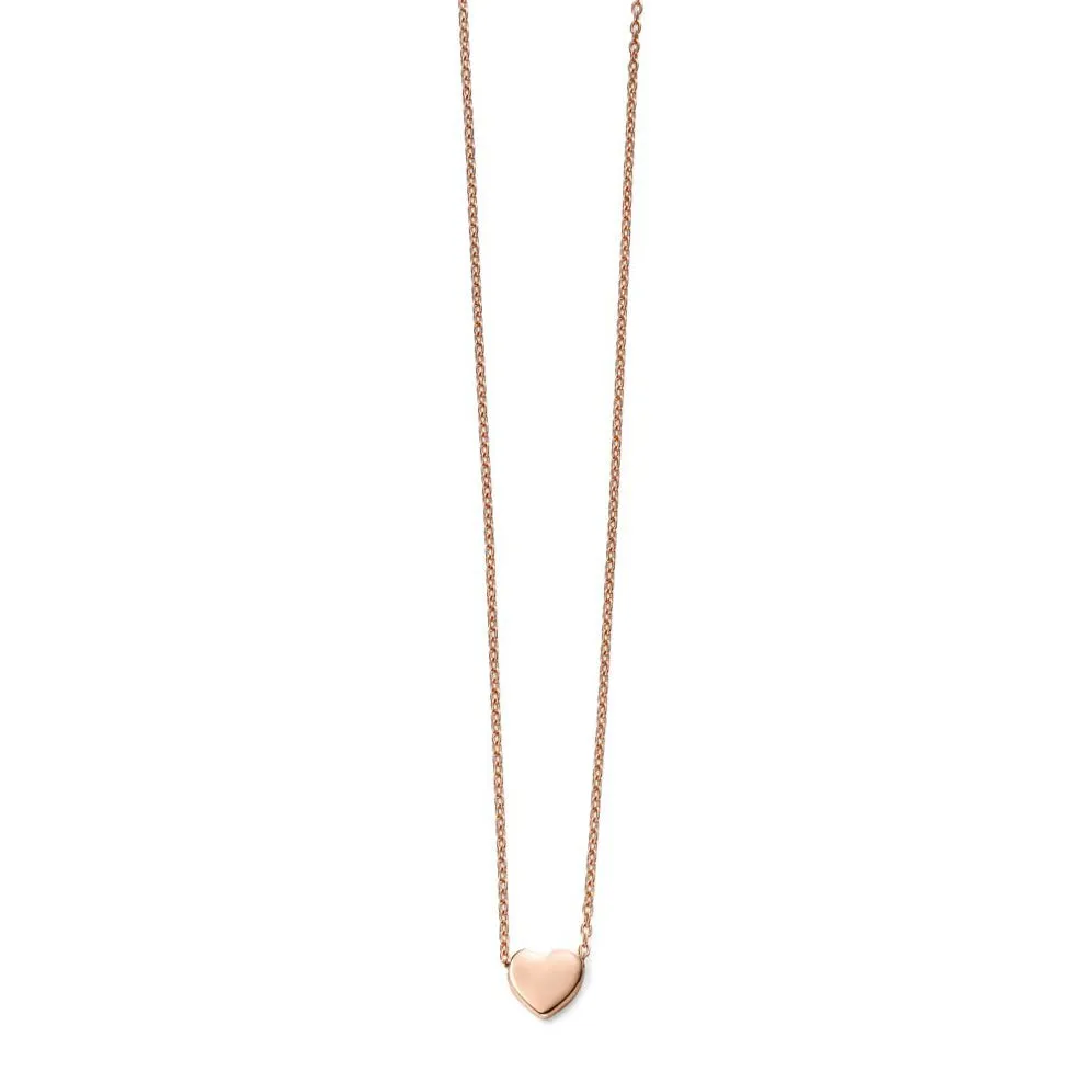 9ct Rose Gold Plain Heart Necklace GN235