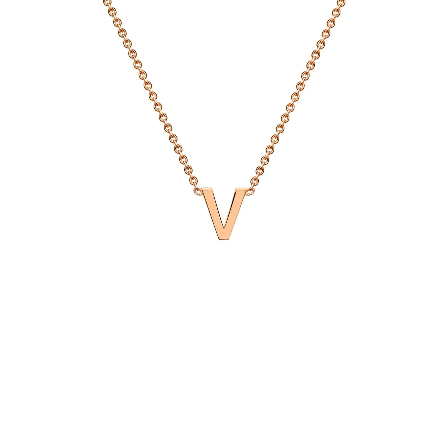 9ct Rose Gold 'V' Initial Adjustable Letter Necklace 38/43cm