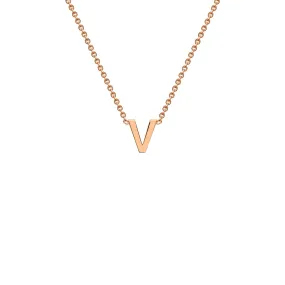 9ct Rose Gold 'V' Initial Adjustable Letter Necklace 38/43cm