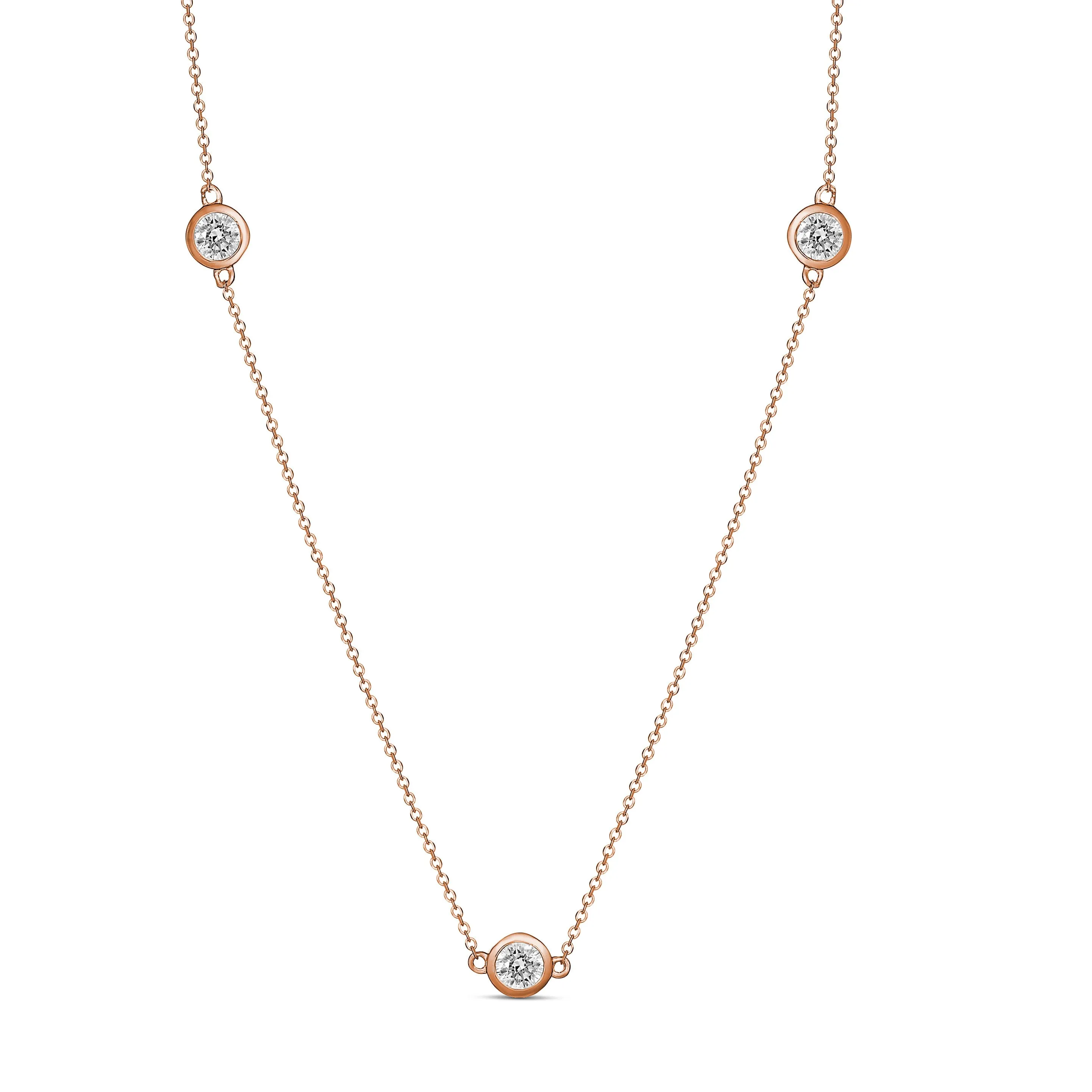 Alluring 9CT Rose Gold 7 Cubic Zirconia Stone Necklace