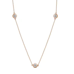 Alluring 9CT Rose Gold 7 Cubic Zirconia Stone Necklace