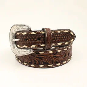 ARIAT MEN'S BROWN FLORAL EMBOSSED BELT