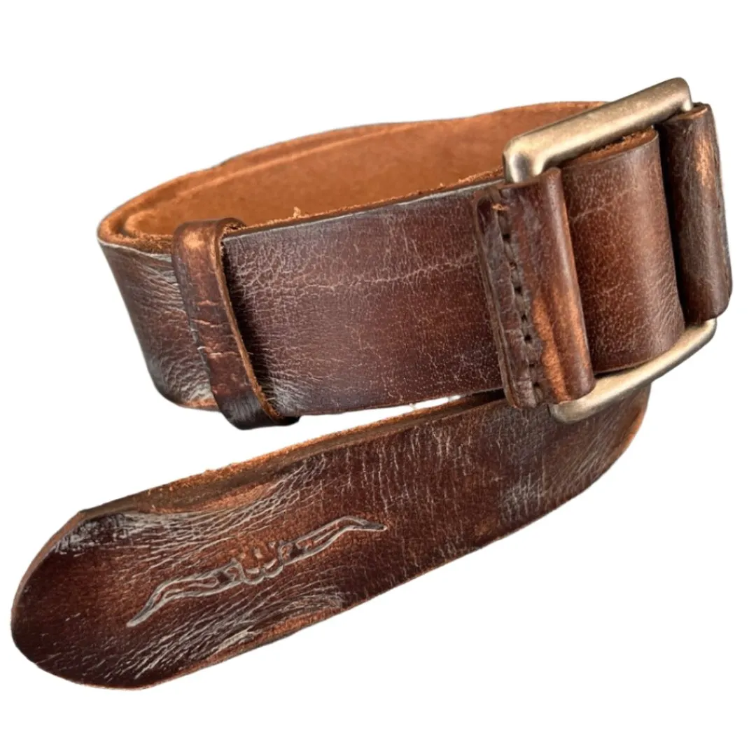 ARICHI Polished Brown Leather Belt – Handmade Genuine Leather Accessory for Men and Women, Classic Durable Design