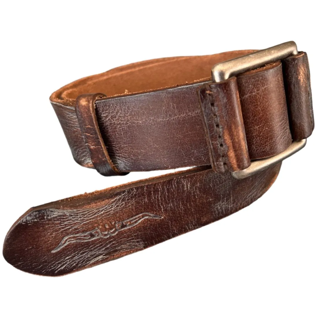ARICHI Polished Brown Leather Belt – Handmade Genuine Leather Accessory for Men and Women, Classic Durable Design