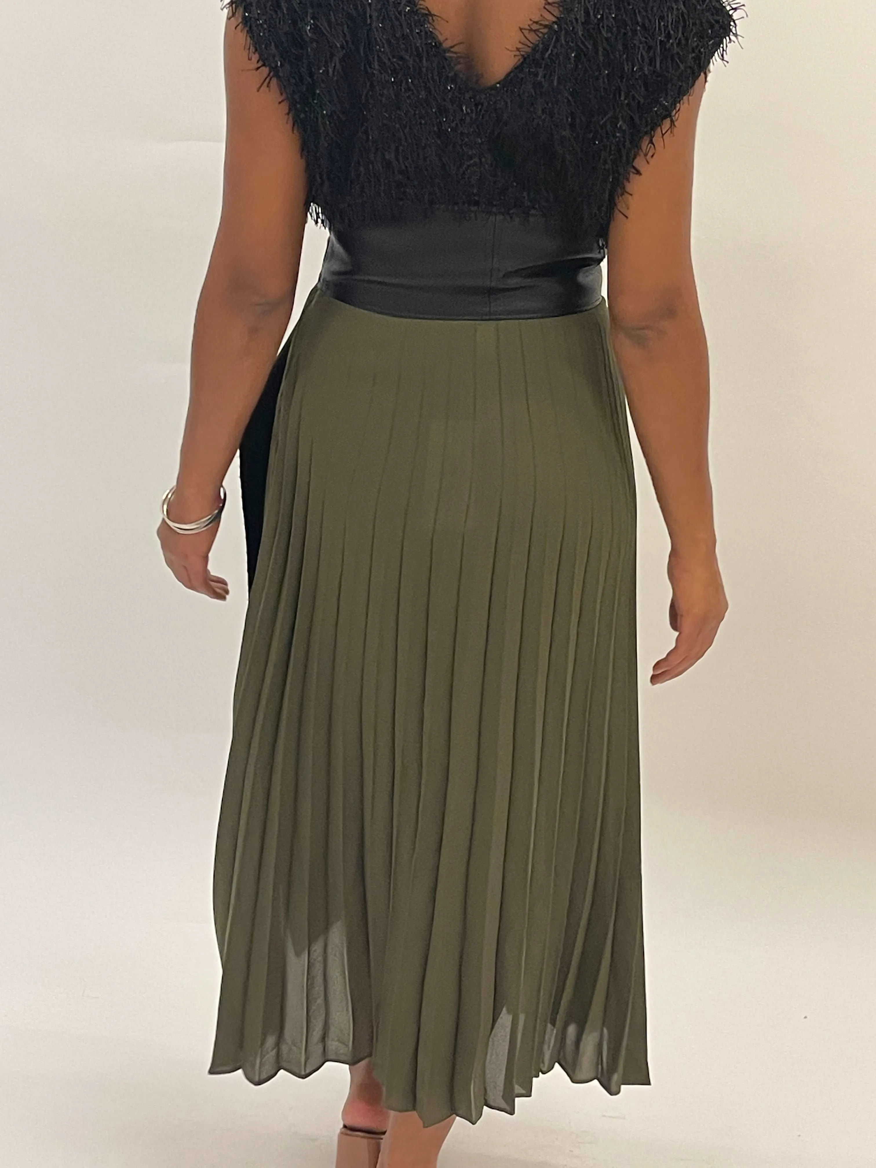 Army Green Rippled Skirt