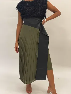Army Green Rippled Skirt