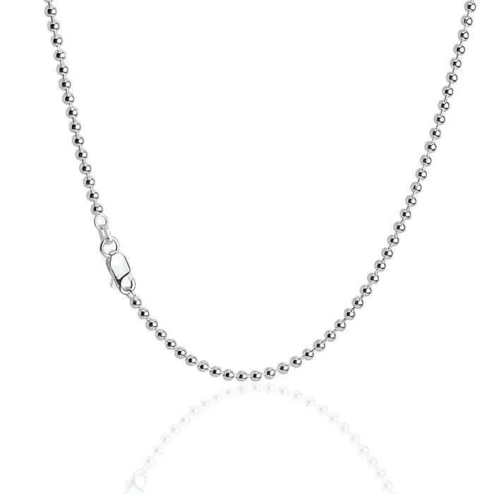 Bead Chain Made With Sterling Silver - Made For Men, Women, Children - Perfect For Pendants, Charms and Necklaces