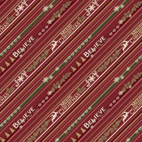 Better Not Pout by Clothworks CHRISTMAS STRIPE/DK RED