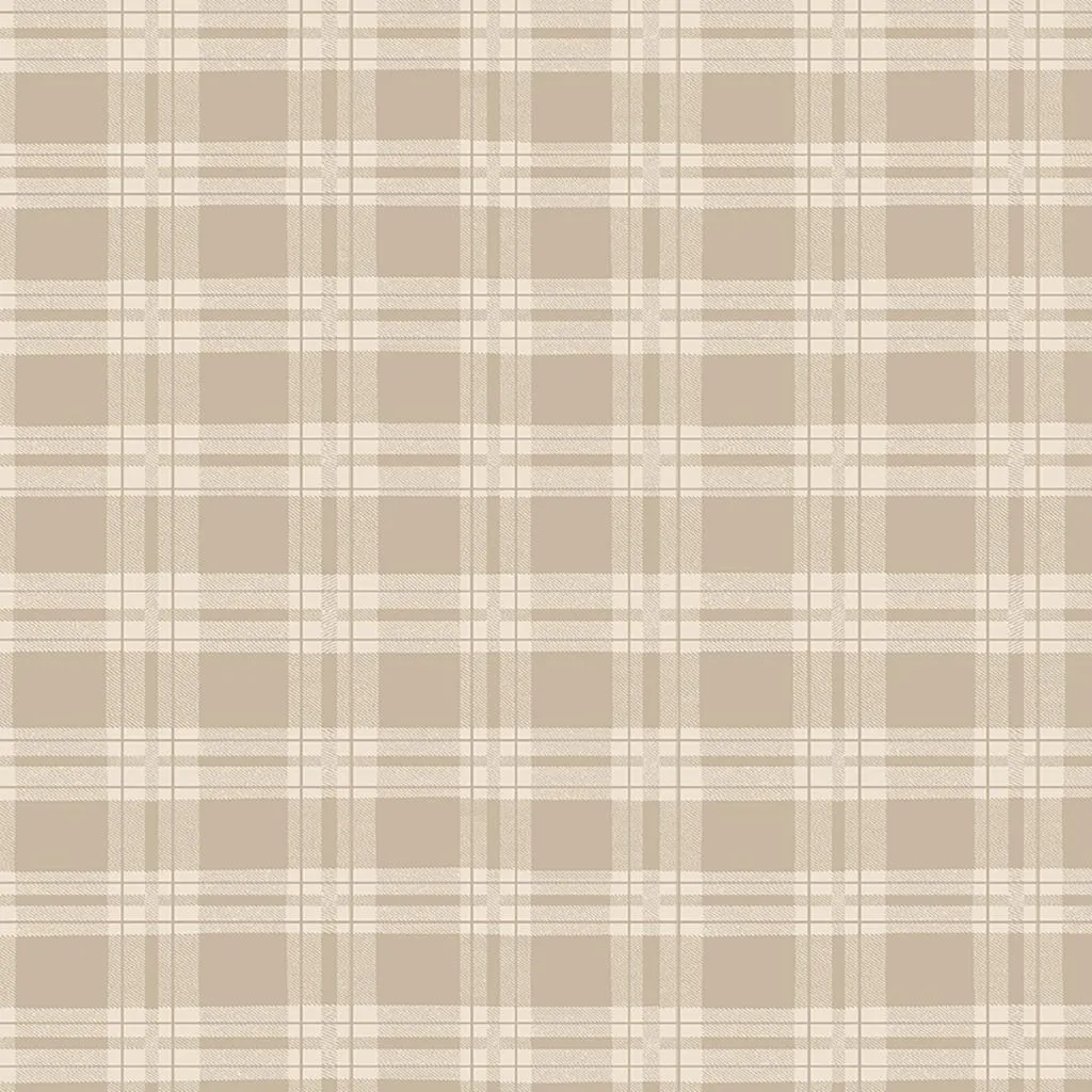 Better Not Pout by Clothworks PLAID/LT TAUPE
