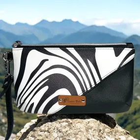 Black and White Abstract Print Handcrafted Wristlet
