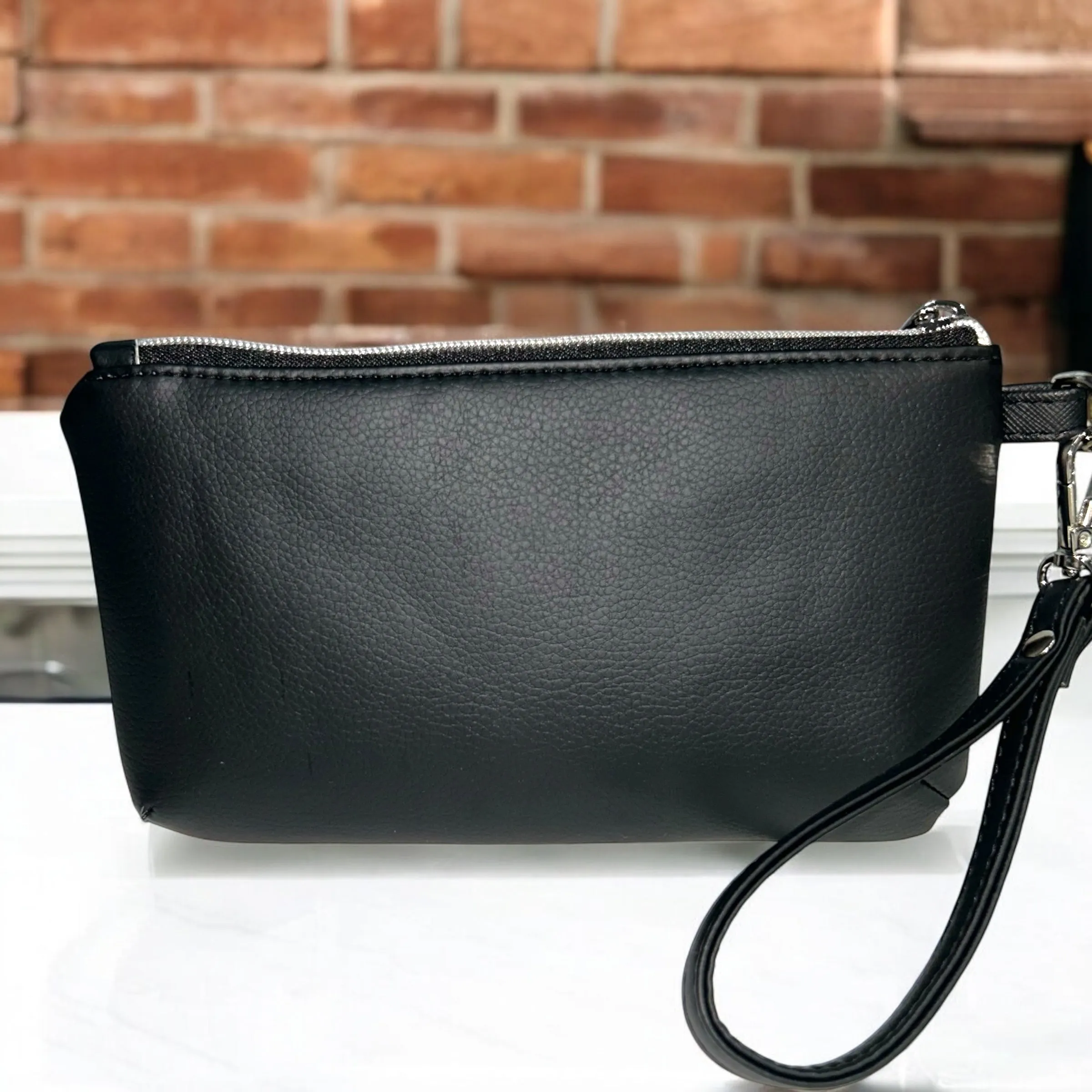 Black and White Abstract Print Handcrafted Wristlet