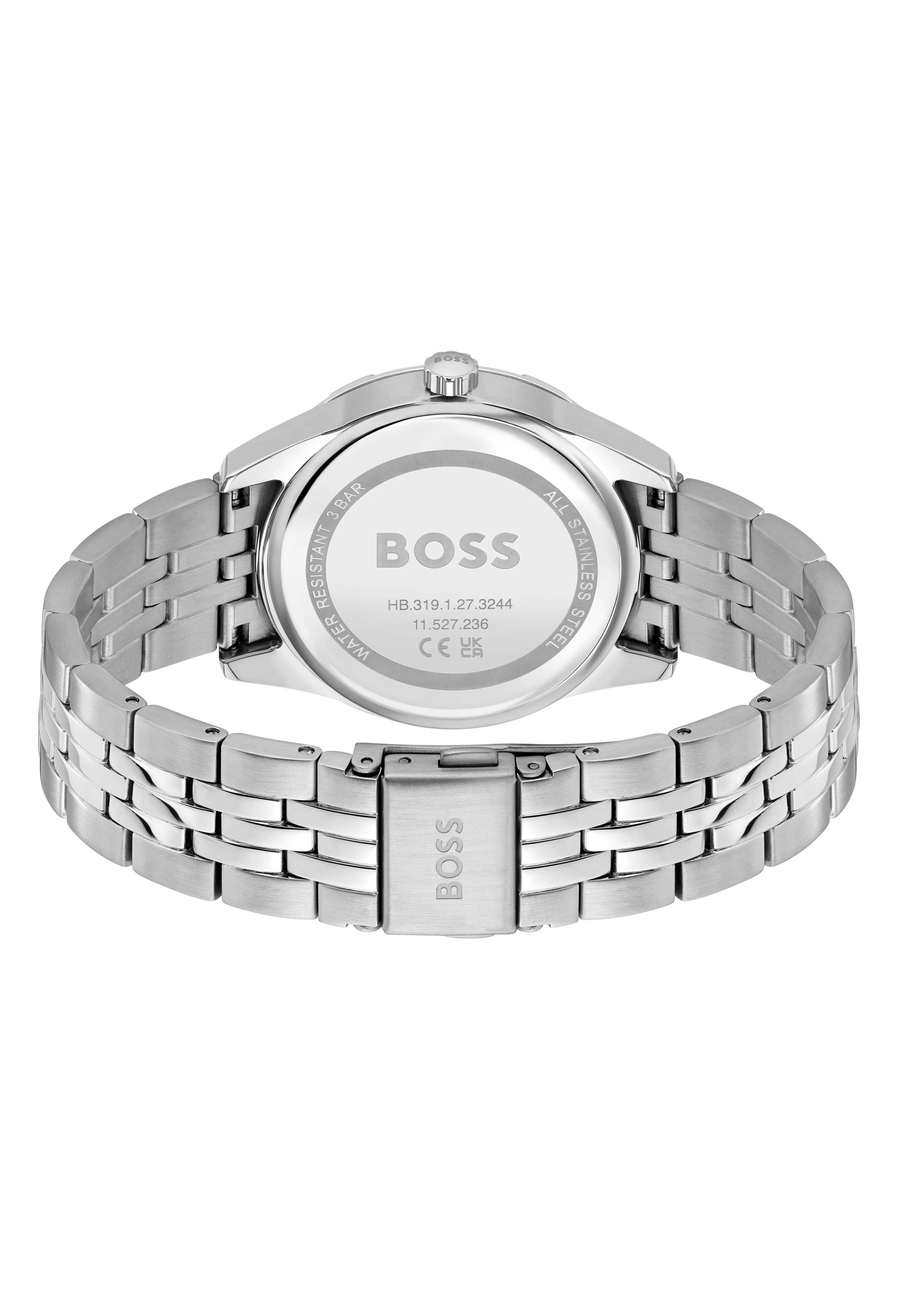 BOSS Ladies Rhea Khaki Crystal Set Dial Stainless Steel Bracelet Watch *