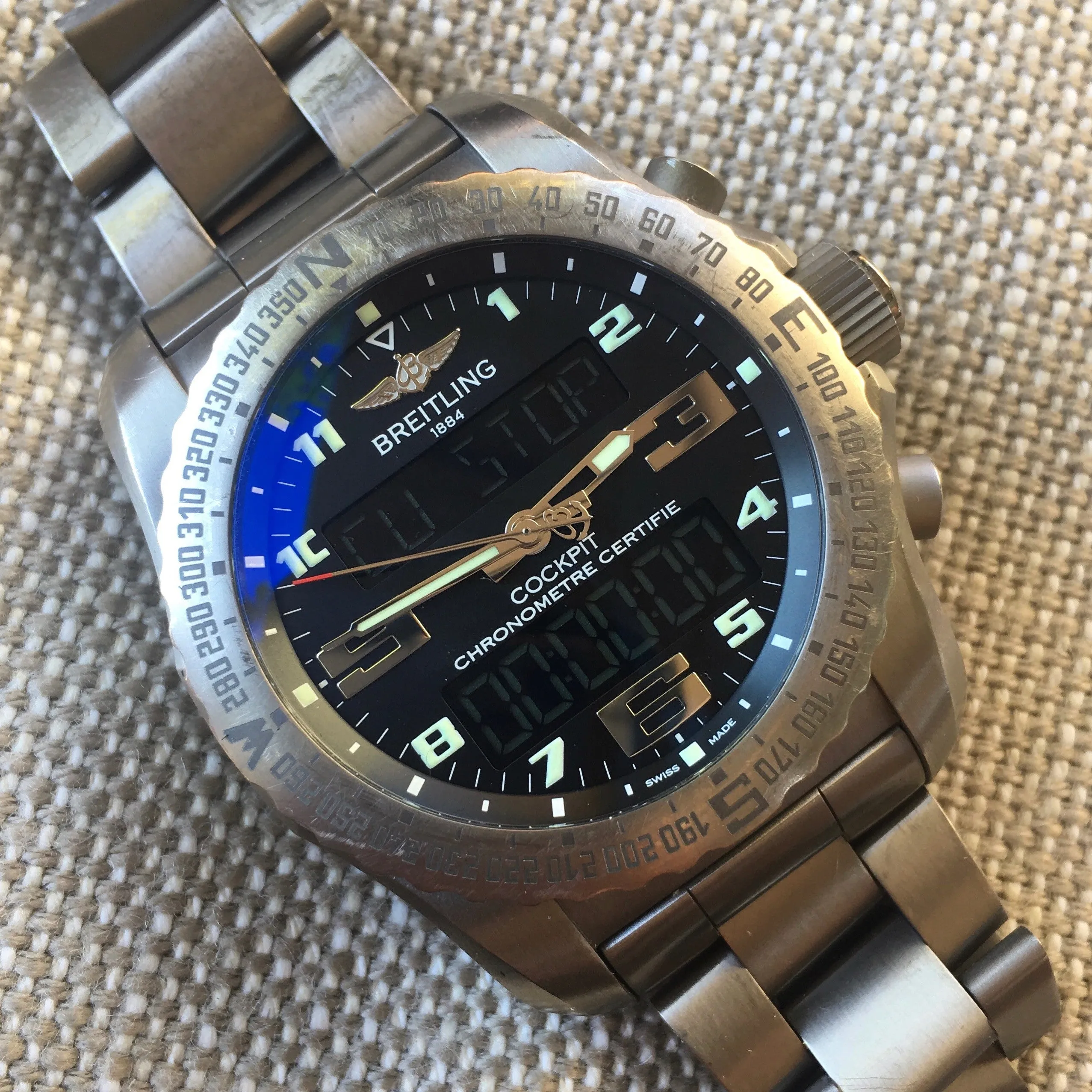 Breitling Cockpit B50 46mm EB5010 Black Titanium Wristwatch Box Papers