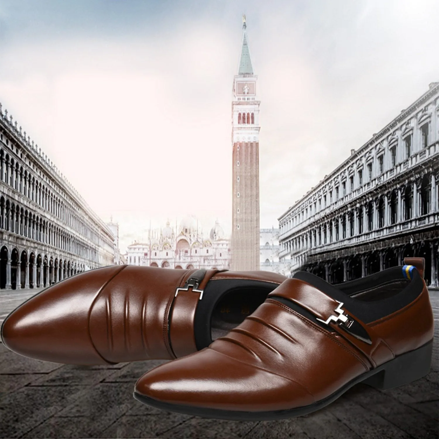 British Fashion Wedding Flats Shoes Luxury Oxfords Leather Casual Men's Business Suits Men Dress Shoes Artificial Affairs
