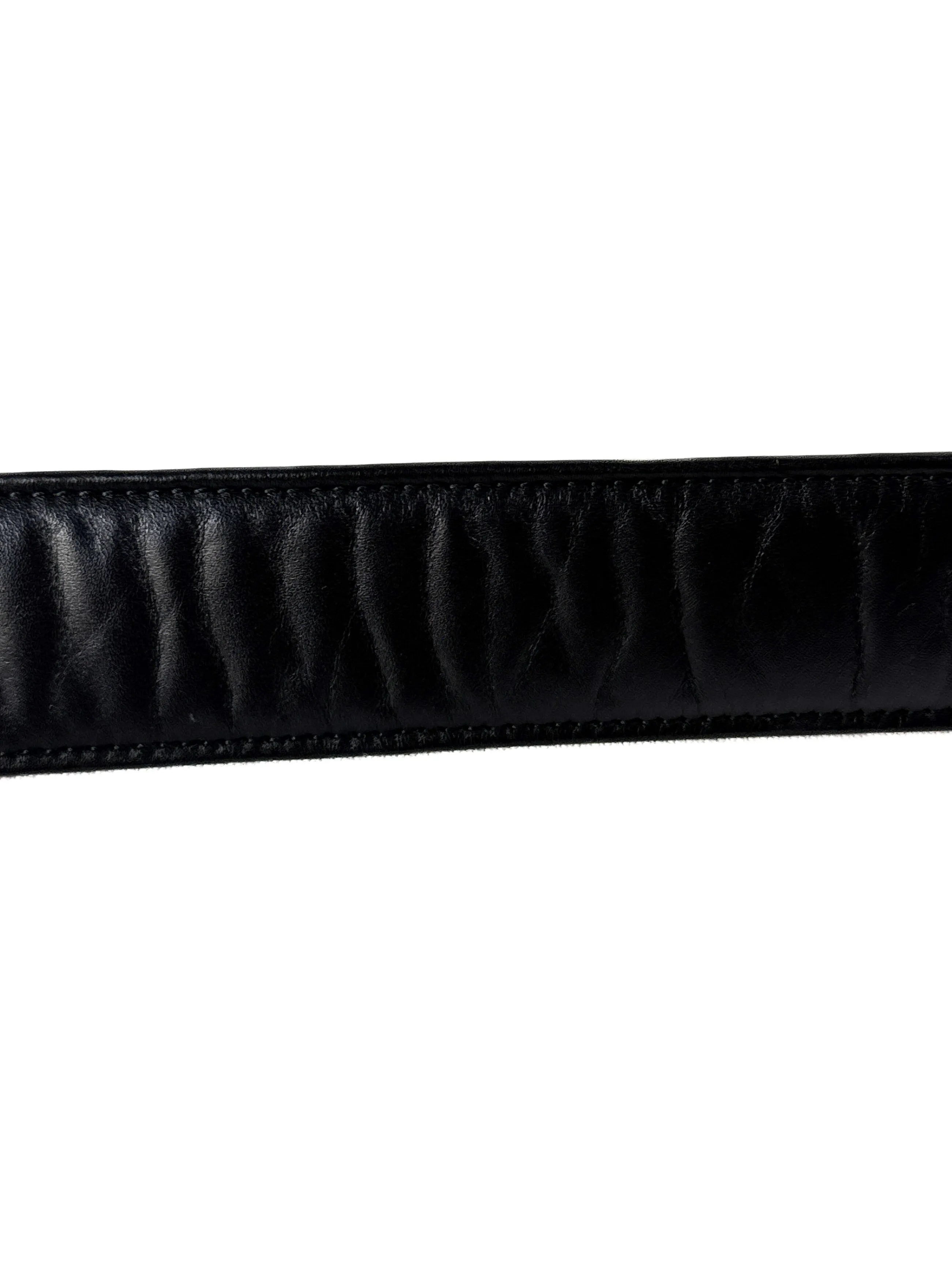 Chanel black smooth leather CC belt 85 34