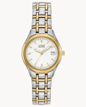 Citizen Corso Ladies Eco-Drive Two-Tone White Dial Date Watch EW1264-50A