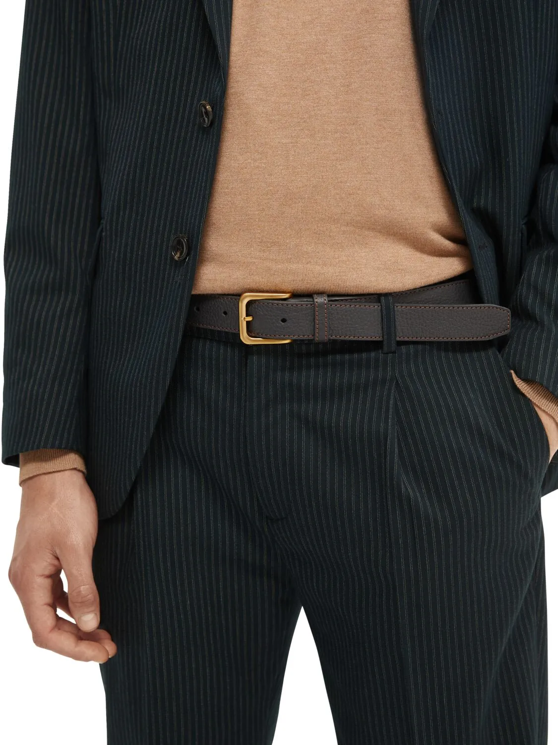 Classic Leather Belt in Navy