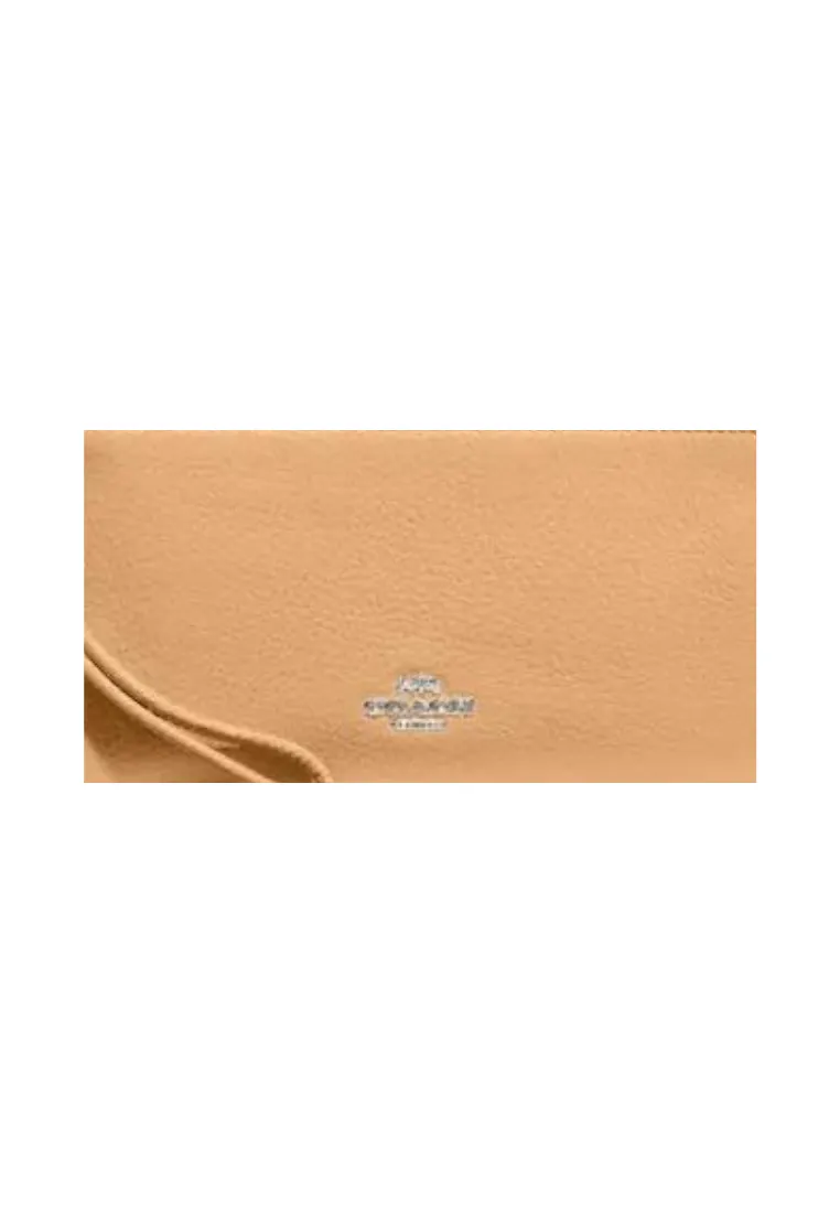 Coach Pebbled Leather C5610 Double Zip Wallet In Latte
