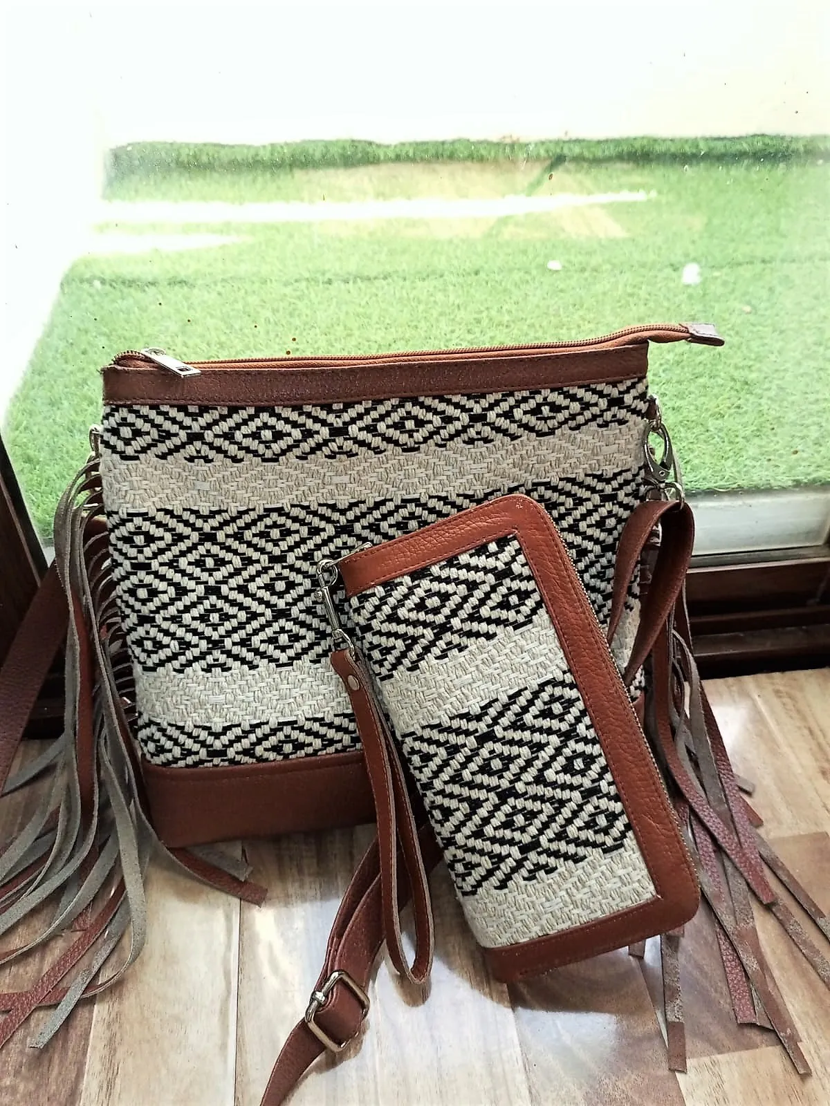 Crossbody Sling Bag With  Wristlet Wallet | Women's Leather Bags | Fringes Purse