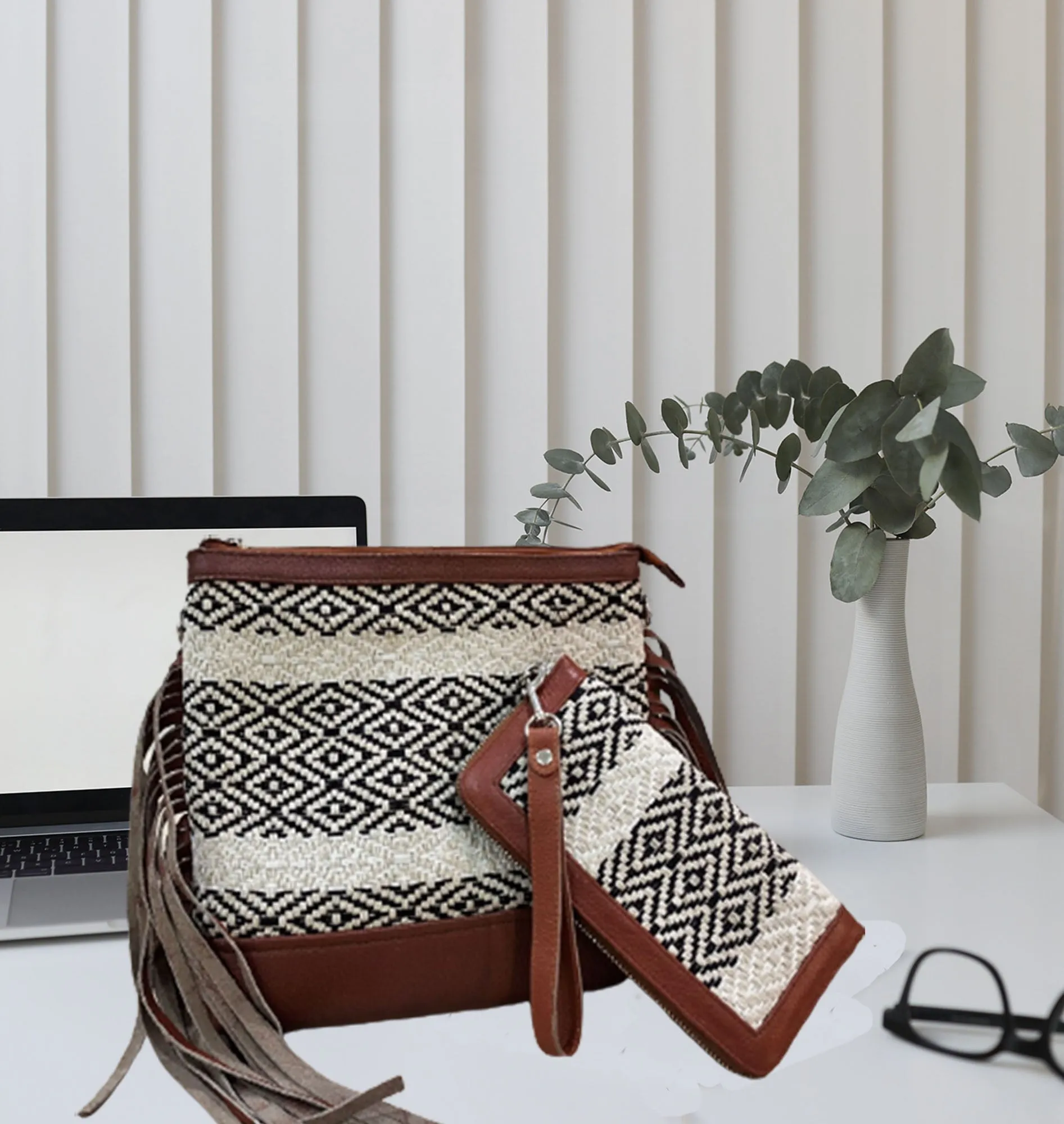 Crossbody Sling Bag With  Wristlet Wallet | Women's Leather Bags | Fringes Purse
