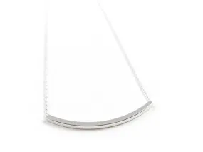Curve Bar Pendant Necklace - Silver