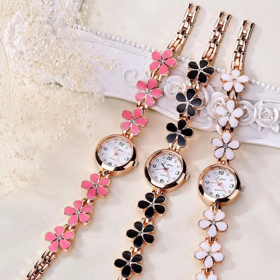 Daisy and Lucky Goddess Grass Bracelet Watch – Forest Style, INS Academy Fashion, Korean Simple & Elegant Watch for Students