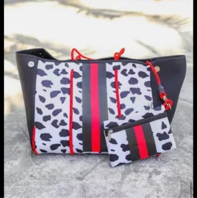 Dalmation Spot Red & Black Neoprene Tote Bag