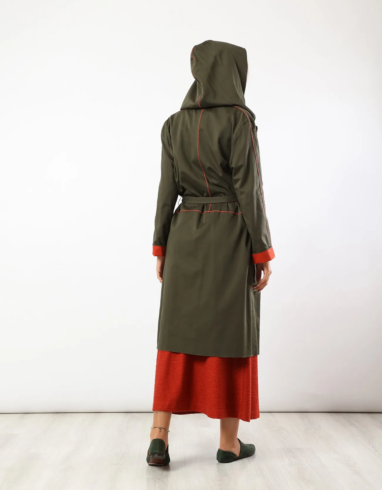 Double face coat with hoodie