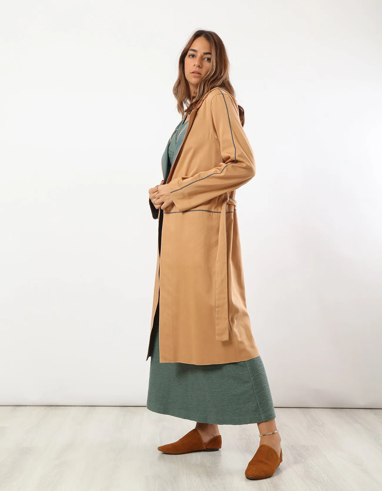 Double face coat with hoodie