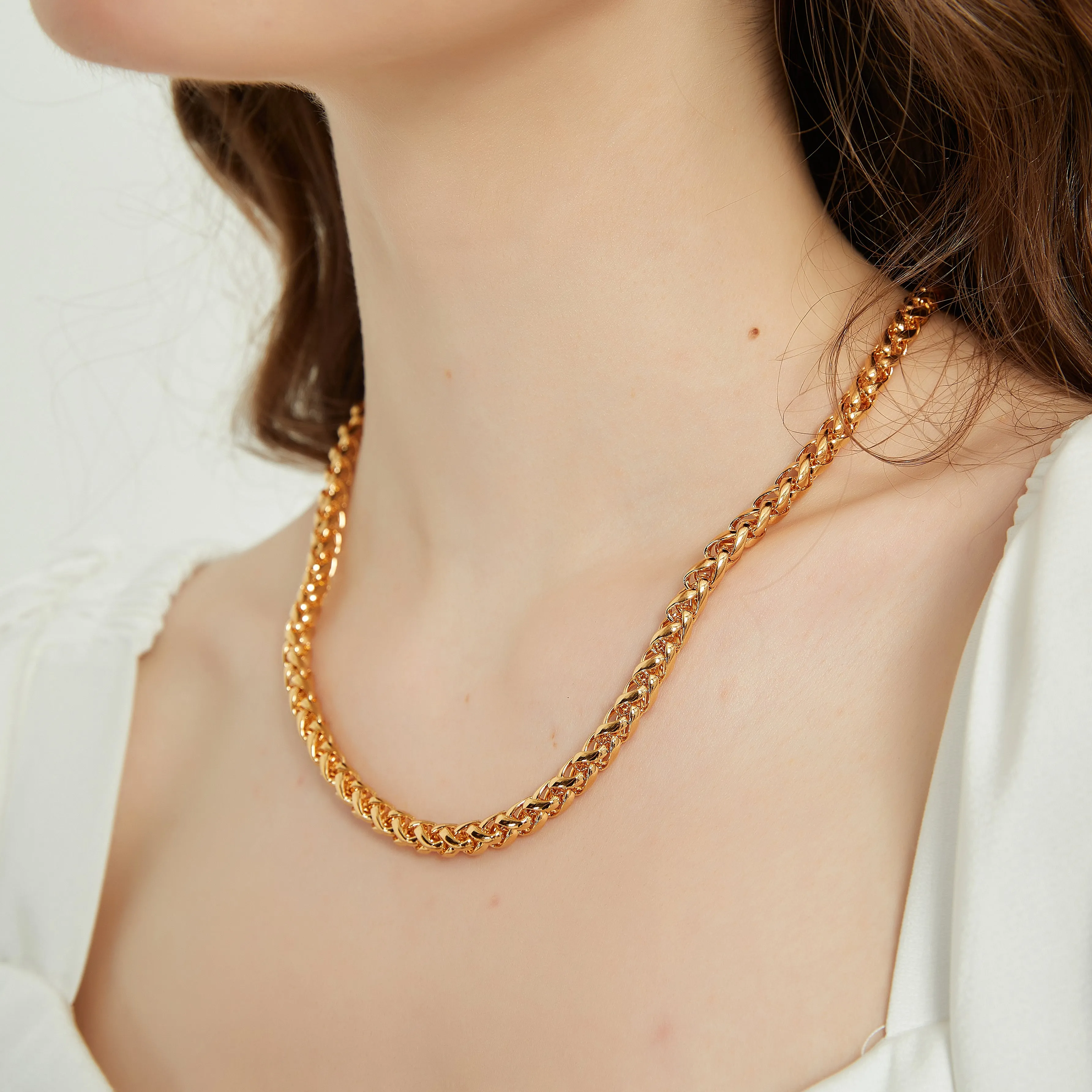 Ella gold rolo link chain statement necklace