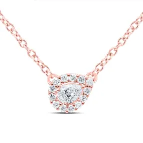 Enchanting Rose Gold Pear Diamond Pendant Necklace