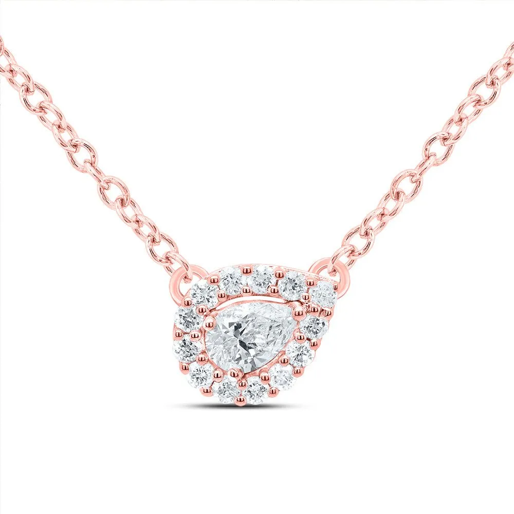 Enchanting Rose Gold Pear Diamond Pendant Necklace