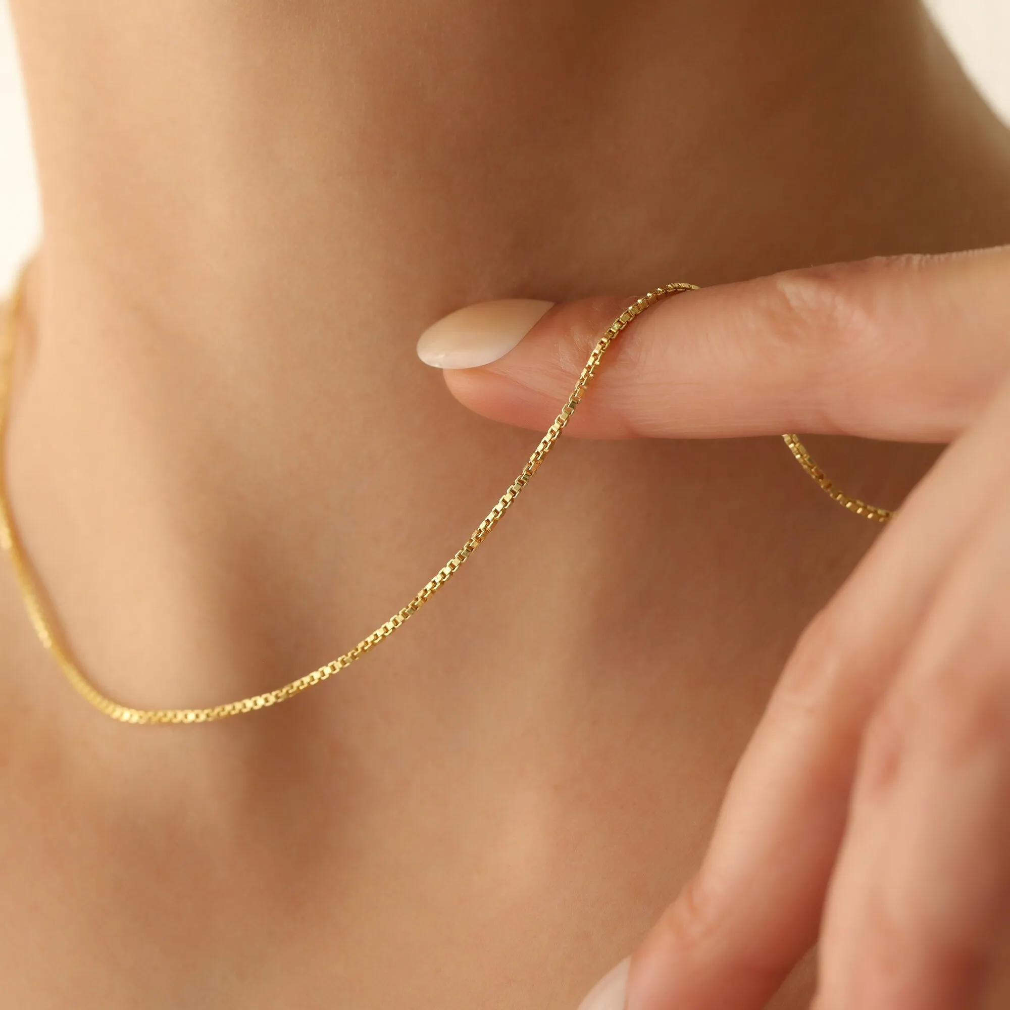 'Essence' 14K Gold Box Chain Necklace
