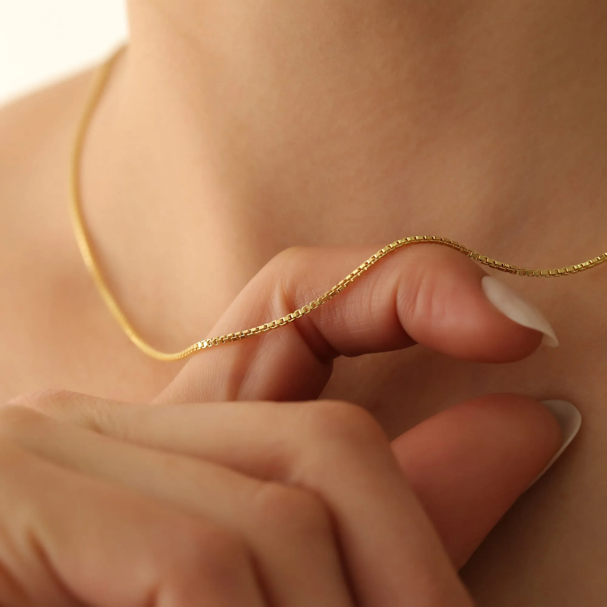 'Essence' 14K Gold Box Chain Necklace