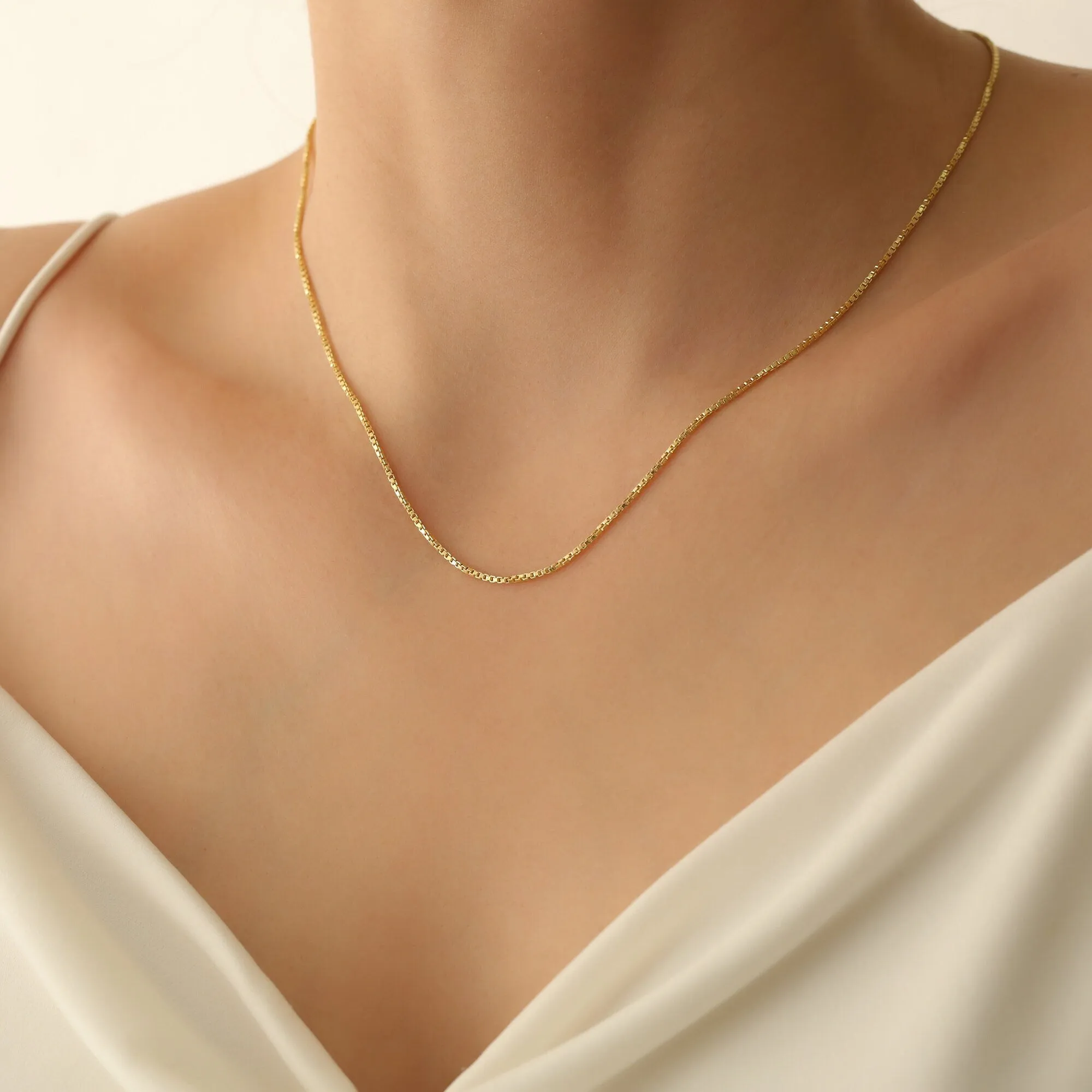 'Essence' 14K Gold Box Chain Necklace
